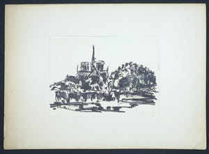 Niet of onleesbaar gesigneerd - Krijttekening, Landschap kopen? Bied vanaf 1!