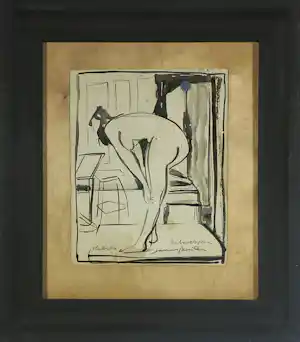 Janus Nuiten - Aquarel, Plaeida -Ingelijst verkocht voor € 50!