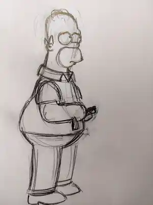 Matt Groening - Originele productietekening The Simpsons Homer + certificaat verkocht voor € 100!