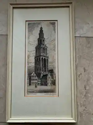 Marius de Jongere - Stadsgezicht Groningen hand gesigneerd verkocht voor € 49!