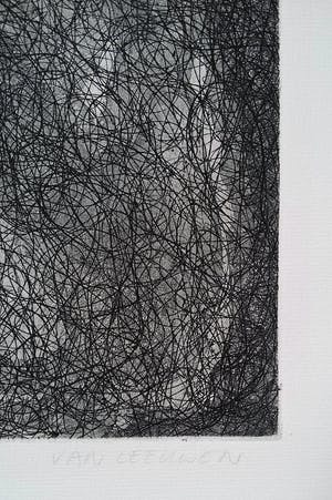 Henny van Leeuwen - Abstracte compositie, ets kopen? Bied vanaf 30!