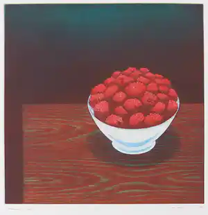 Joop Vegter - Mezzotint, Frambozen in kom verkocht voor € 90!