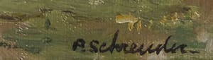 Niet of onleesbaar gesigneerd - Olieverf op doek, Landschap met boerenerf - Ingelijst kopen? Bied vanaf 10!