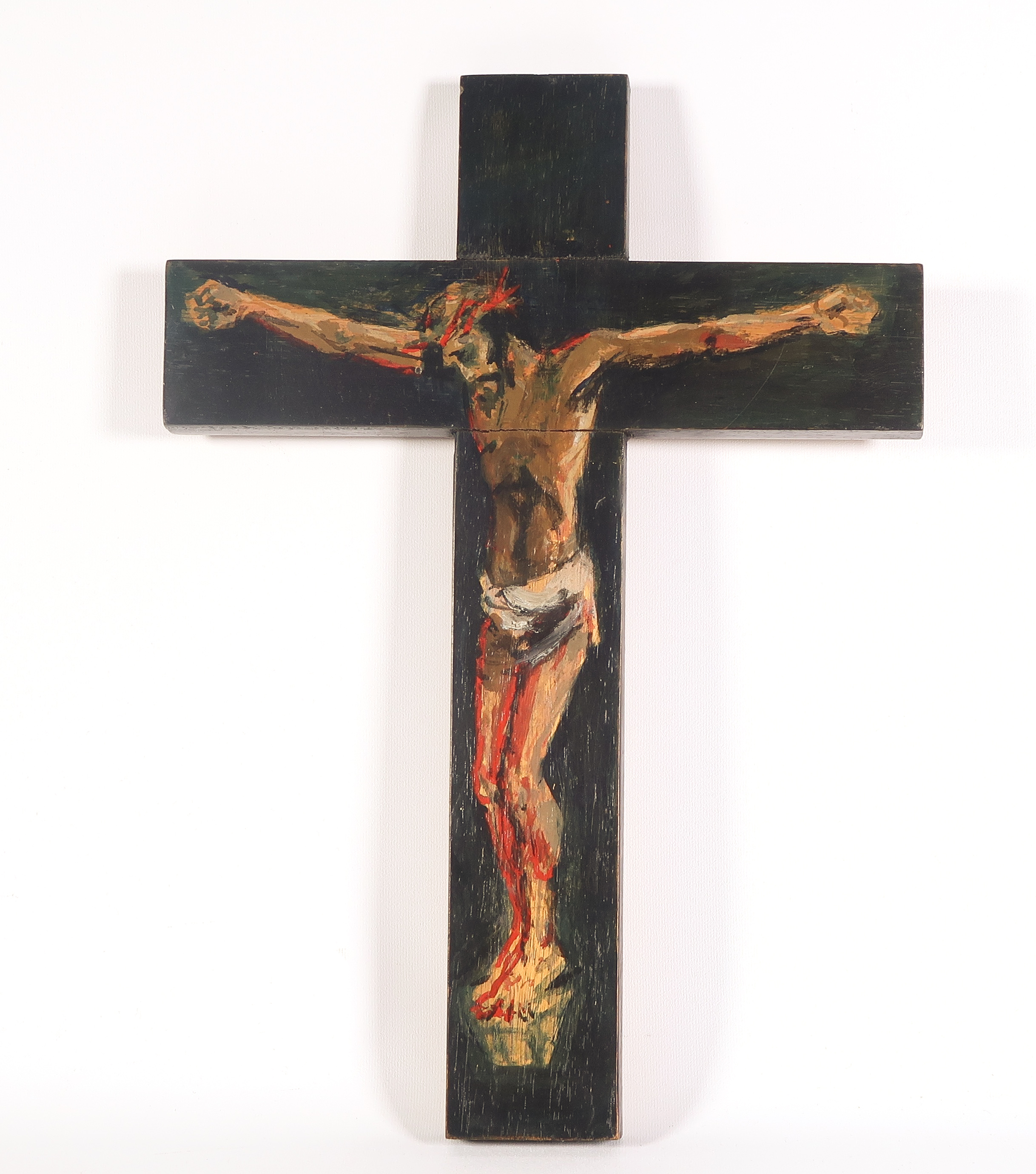 Jan Groenestein - Olieverf op paneel, Christus aan het kruis verkocht voor € 125!