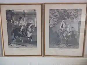 Johann Elias Ridinger - Le Nouveau Manège- 2 originele 18e-eeuwse kopergravures kopen? Bied vanaf 180!