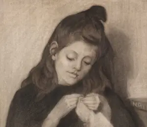 Nicolaas Pieneman - Portret van een meisje met handwerk kopen? Bied vanaf 200!