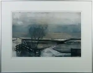 Sjoerd de Vries - Offset op papier, geen titel - Ingelijst verkocht voor € 160!