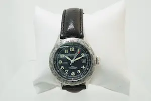 47 - Stalen Herenpolshorloge met zwart lederenband Ingersoll Automatic kopen? Bied vanaf 20!