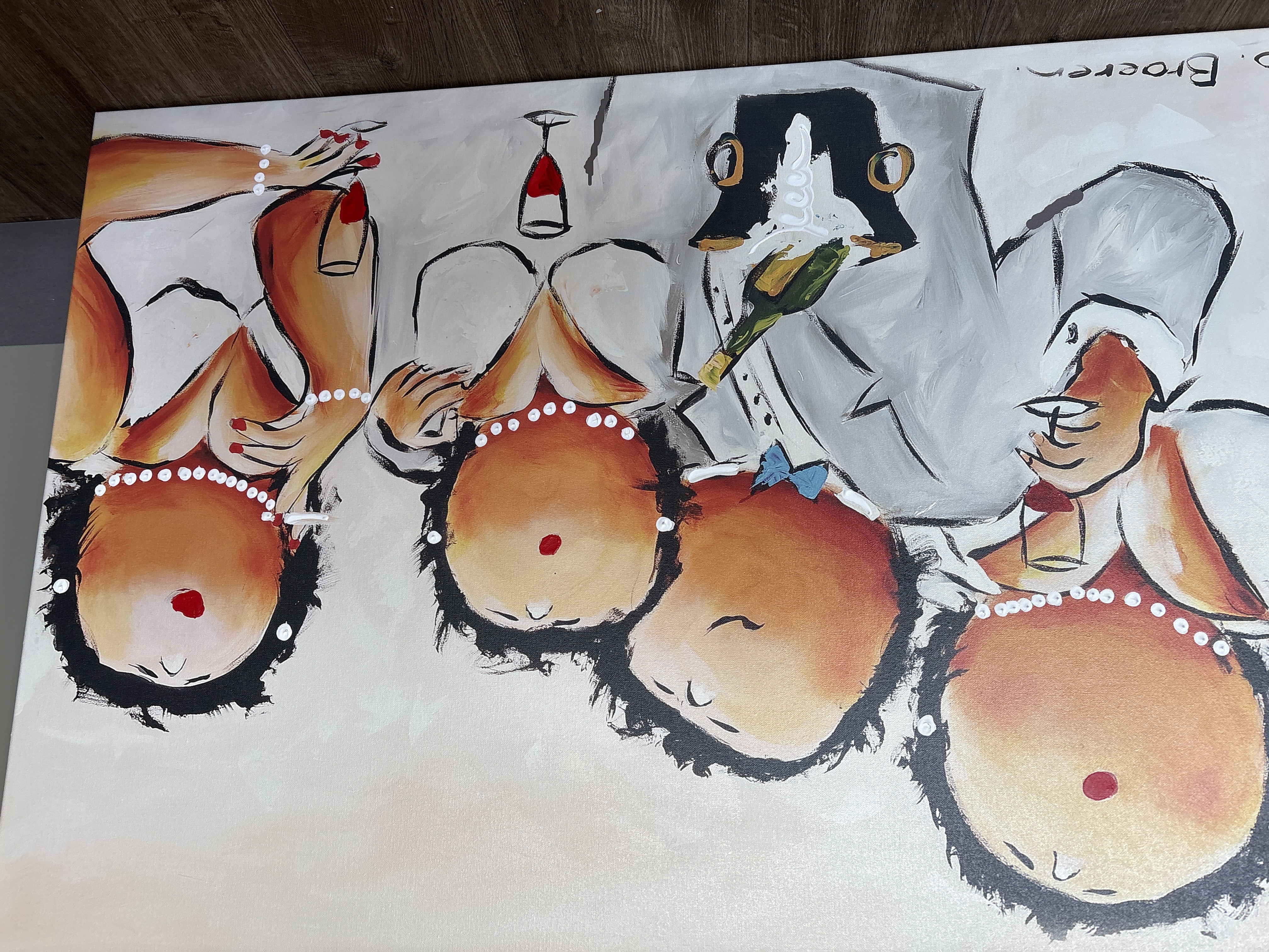 Theo Broeren - Glicée met acryl op doek “ Chique in het wit” (GROOT) kopen? Bied vanaf 100!