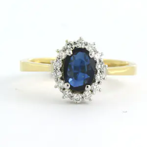 18k bicolour gouden ring met saffier en briljant geslepen diamant - rm 17.5 kopen? Bied vanaf 460!