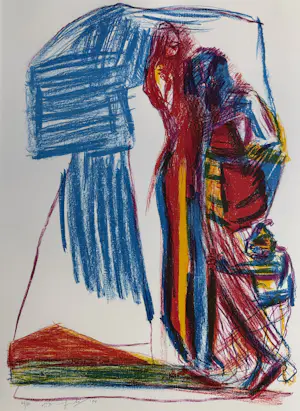 Pieter Defesche - Handgesigneerde kleurenlitho | 'Liefdespaar' | 1994 kopen? Bied vanaf 75!