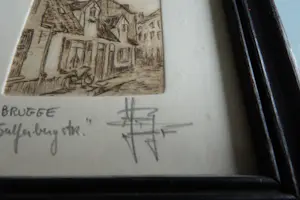 Yvan Royon - Originele miniatuur ets met een tafereel uit Brugge kopen? Bied vanaf 30!