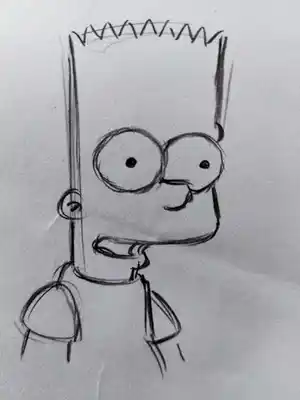 Matt Groening - originele productietekening The Simpsons, Bart, ingelijst + Certificaat verkocht voor € 95!