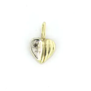 14k bicolor gouden hanger in een vorm van een hart met diamant kopen? Bied vanaf 35!