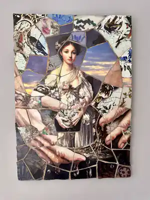Patrick Bergsma - Collage met verschillende prints en fragmenten uit het werk Gebroken Glans verkocht voor € 199!