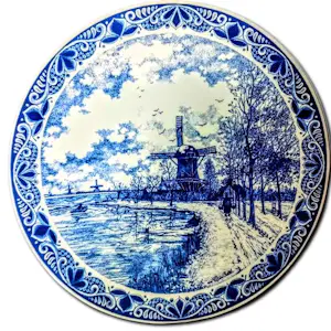 Chemkefa - Wandteller Keramik Delft Blauw Dekor Winterlandschaft nach F.J. du Chattel 70er kopen? Bied vanaf 20!