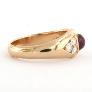 14k rosé gouden ring bezet met robijn en briljant geslepen diamant tot. 0.60ct kopen? Bied vanaf 860!