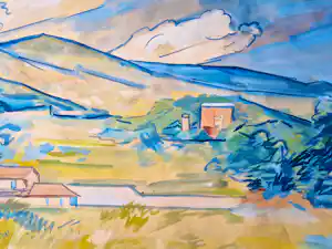 Johan Jacob Voskuil - Een grote en zonnige jaren 50 Gouache "cap Martin" gesigneerd verkocht voor € 75!