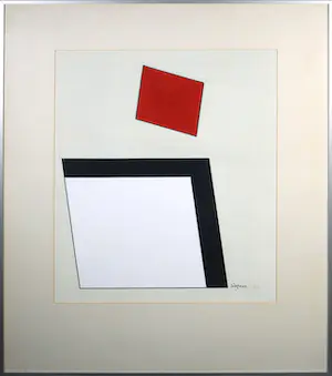 Wim Sinemus - Gemengde techniek op papier, Abstracte compositie - Ingelijst kopen? Bied vanaf 1!