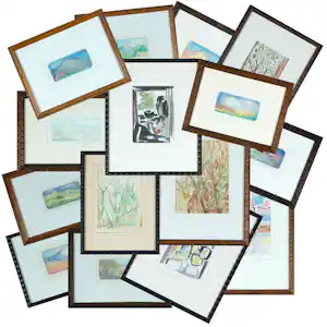 Janus Nuiten - Aquarel en potlood, Lot van 15 werken - Ingelijst verkocht voor € 100!