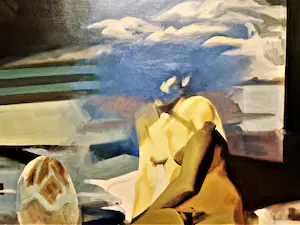 Calin Beloescu - Bekend Roemeens surrealist - GROOT olieverf "Mediterana" - gesigneerd kopen? Bied vanaf 1!