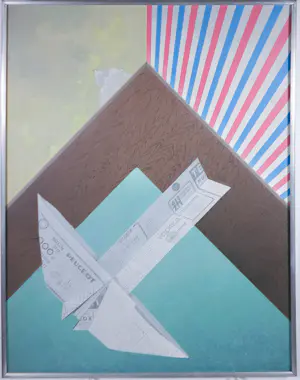 Kees Balvers - Acryl, Papieren vliegmachine - Ingelijst kopen? Bied vanaf 80!