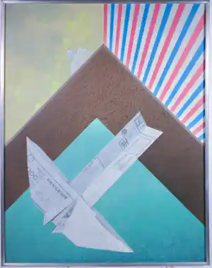 Kees Balvers - Acryl, Papieren vliegmachine - Ingelijst kopen? Bied vanaf 80!