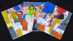 Kantcho Kanev - Lot van 3 zeefdrukken, Zonder titel (Abstracte compositie) kopen? Bied vanaf 40!