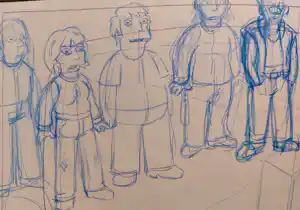 Matt Groening - originele productietekening, ingelijst + certificaat verkocht voor € 50!