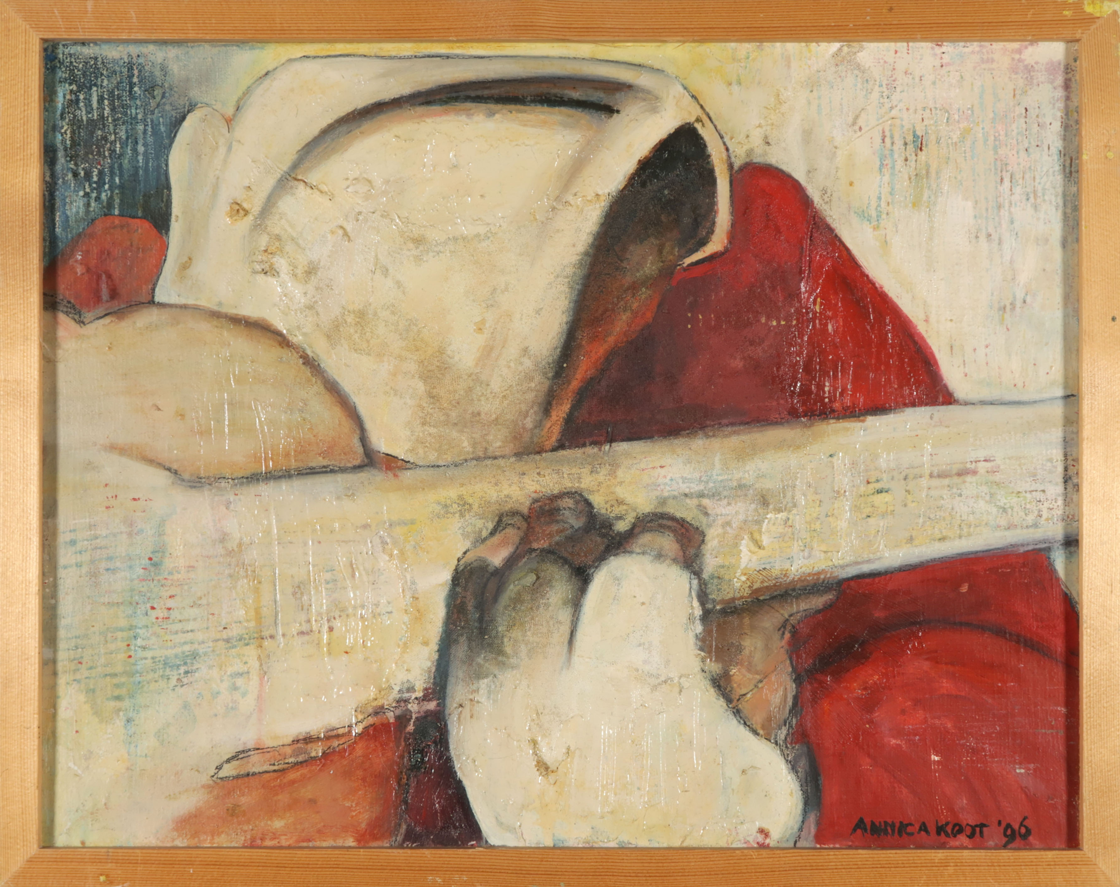 Annica Koot - Acryl op doek, Tuesday's blues - Ingelijst verkocht voor € 40!