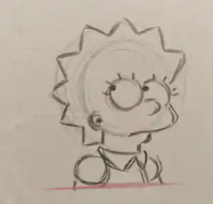 Matt Groening - originele productie tekening The Simpsons, Lisa ingelijst + certificaat verkocht voor € 65!
