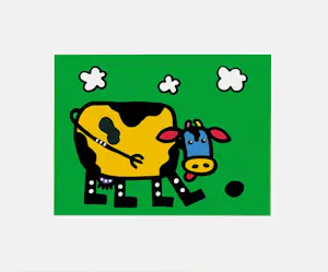 Franz Basdera - Kleurengiclee YELLOW COW Handgesigneerd kopen? Bied vanaf 45!