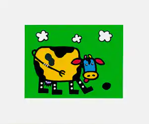Franz Basdera - Kleurengiclee YELLOW COW Handgesigneerd kopen? Bied vanaf 45!