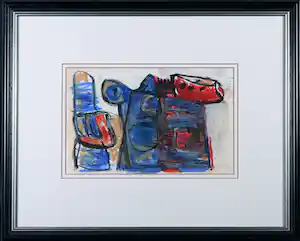 Piet Schoenmakers - Krijttekening, Zonder titel - Ingelijst verkocht voor € 150!