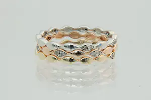 33-Drie Elegante 9Krt rosé & wit & geel dames ringen - met diamant kopen? Bied vanaf 100!