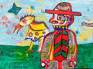 Ruud Cornelisse - Mister P - acrylverf op doek - gesigneerd verkocht voor € 70!