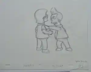 Matt Groening - 'The Simpsons' Originele productie tekening! Met certificaat. verkocht voor € 65!