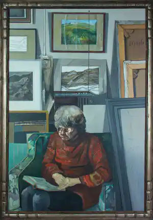 Janus Nuiten - Olieverf op doek, Portret in atelier - Ingelijst verkocht voor € 150!