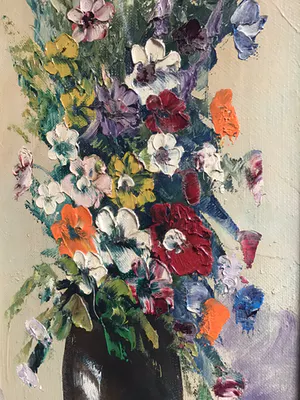 Niet of onleesbaar gesigneerd - Pot met bloemen. kopen? Bied vanaf 1!
