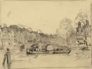 Cornelis Vreedenburgh - Amsterdamse gracht bij de Amstel verkocht voor € 128!