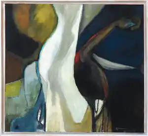 Jos Schimmer - Olieverf op doek, Zonder titel - Ingelijst (Groot) verkocht voor € 98!