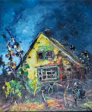 Antoon Kruysen - olie op doek - boerenhoeve 1955, gesigneerd verkocht voor € 195!