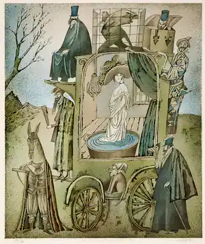 Adolf Born - Litho, De koets verkocht voor € 500!