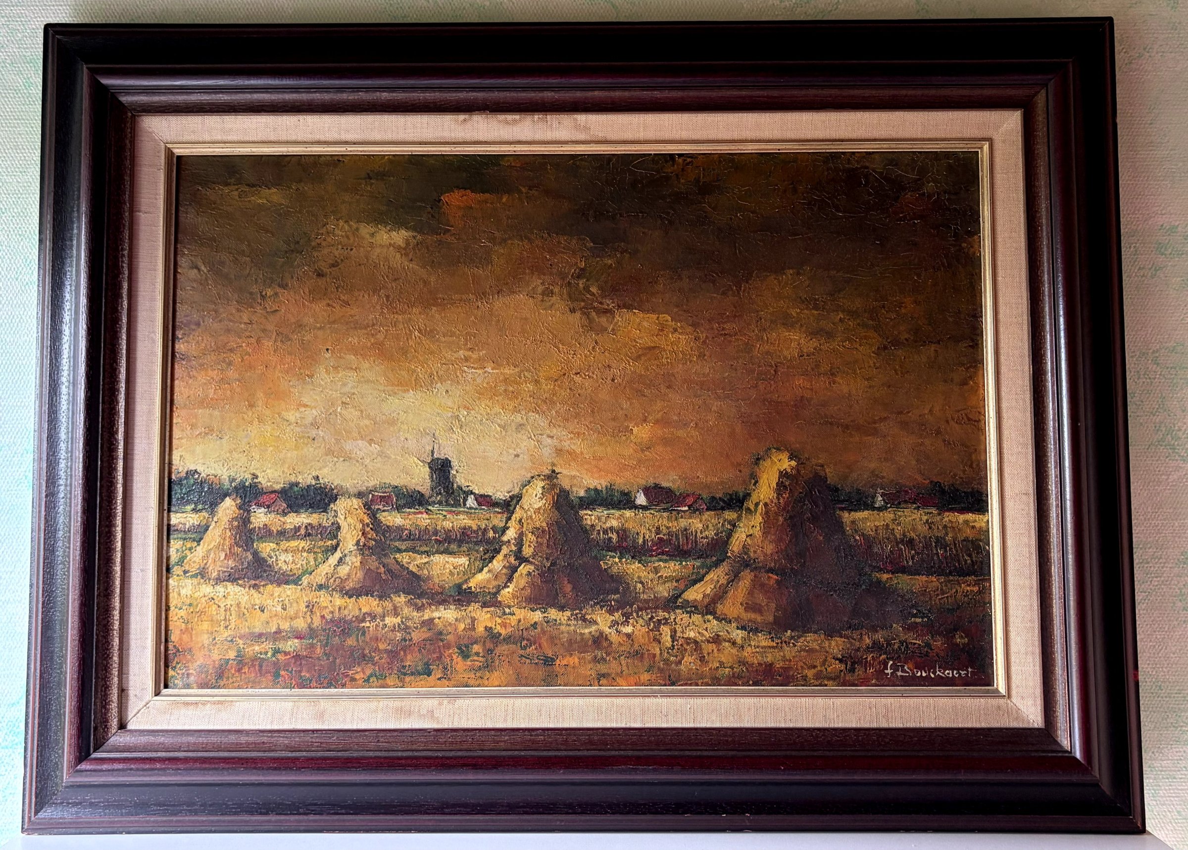 Fernand Bouckaert - landschap met hooimijten kopen? Bied vanaf 100!