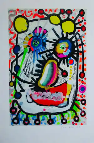 Paul Indrek Kostabi - pop-art litho zzefdruk - handgesigneerd - oplage 1 kopen? Bied vanaf 150!