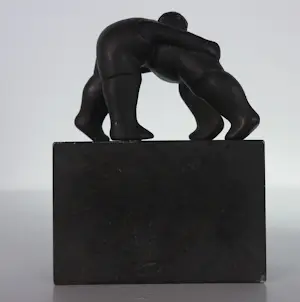 Jan Pieter Leeuwenburgh - Set van drie bronzen beeldjes, Hardloper, Worstelaars en Zwanger kopen? Bied vanaf 100!