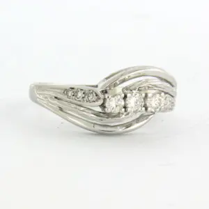 14k witgouden ring bezet met briljant en single cut geslepen diamant tot. 0.35ct kopen? Bied vanaf 625!