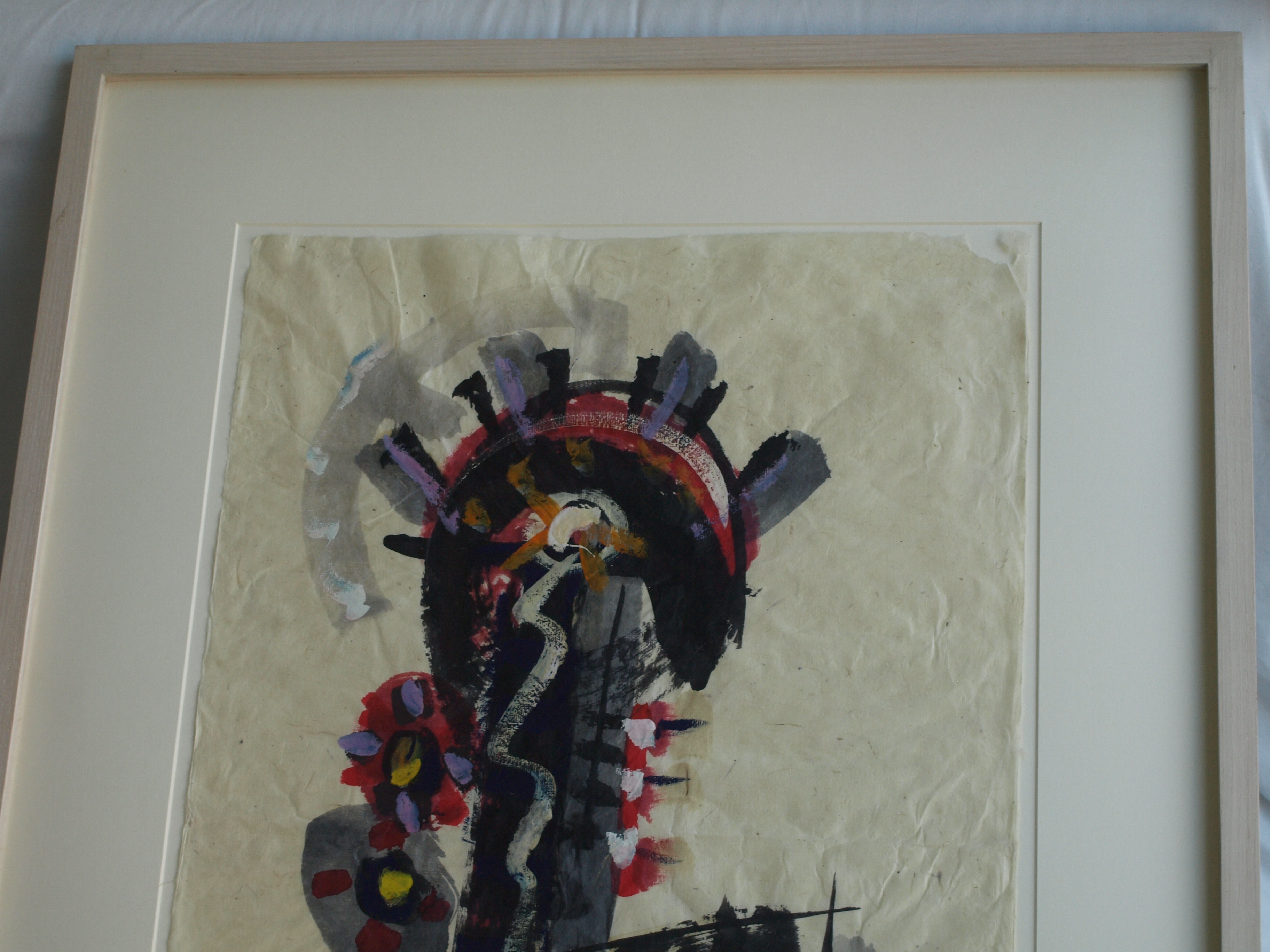 Niet of onleesbaar gesigneerd - Gouache , Abstract - gesigneerd & ingelijst - GROOT - 103 x 77 cm kopen? Bied vanaf 1!