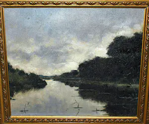 Gerard van Vliet - verstild waterlandschap - groot olieverfschilderij kopen? Bied vanaf 200!