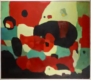 Willem Boon - Olieverf op doek, Abstracte compositie - Ingelijst (Groot) verkocht voor € 230!